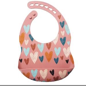 Silicone Bib Pink with hearts NWOT